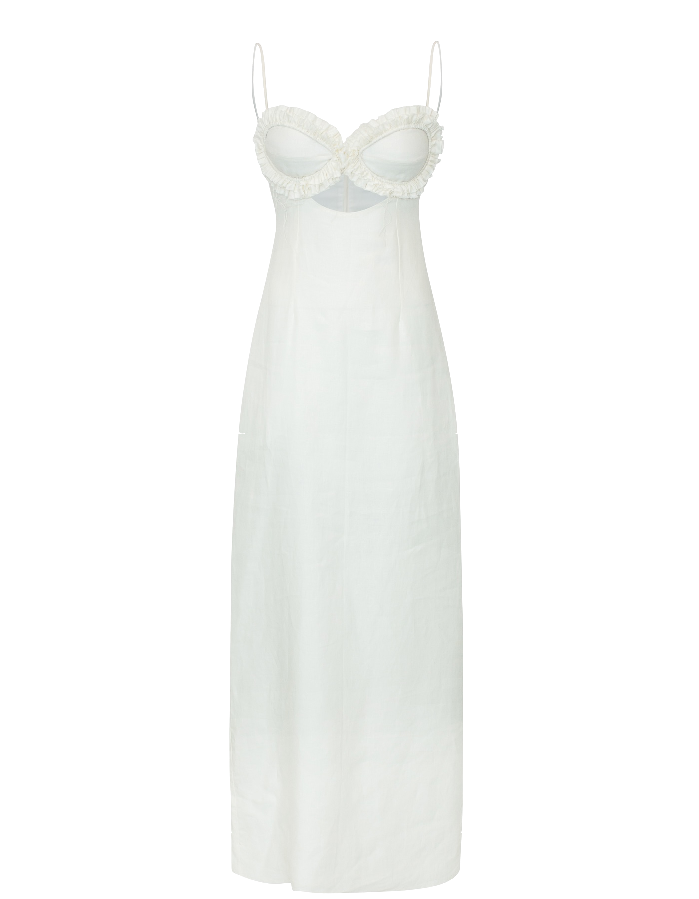 MAET | SARAH White Linen Dress With Ruffles | Women's White Maxi dresses