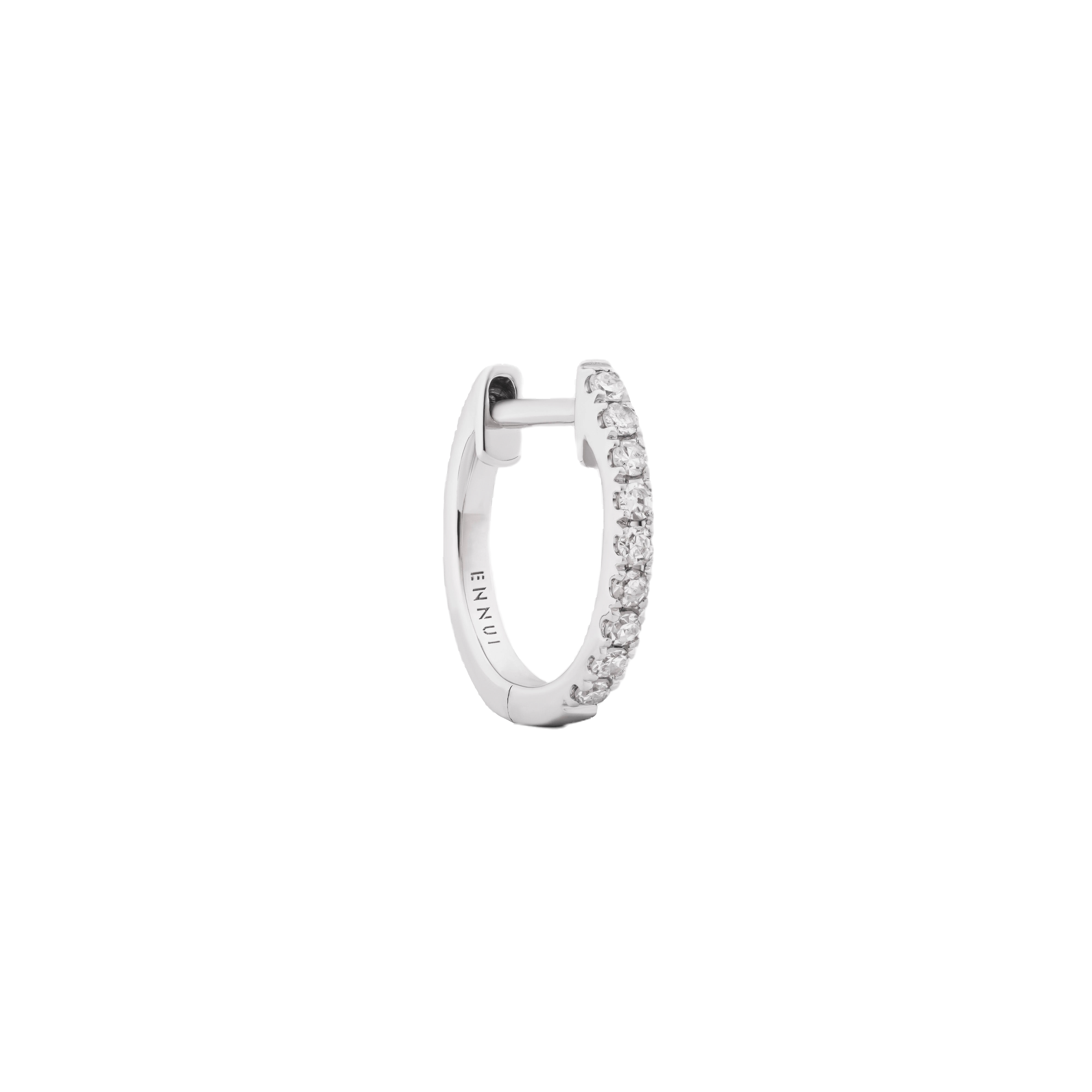 HOOP WHITE DIAMOND & PLAIN WHITE GOLD - 10MM | Women's Earrings - ENNUI - Modalova