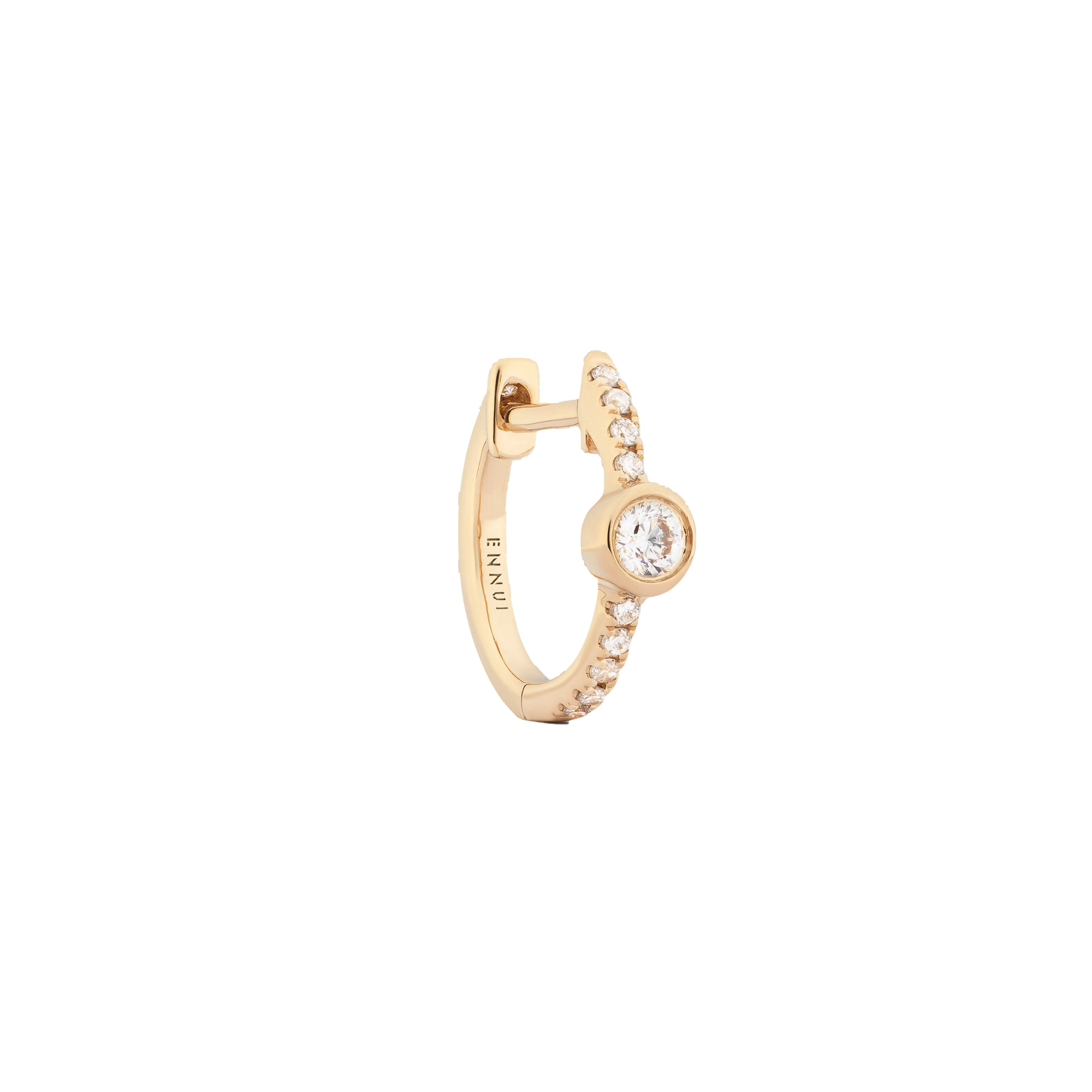 DOT DIAMOND HOOP - WHITE DIAMOND & PLAIN YELLOW - 10mm | Women's Earrings - ENNUI - Modalova