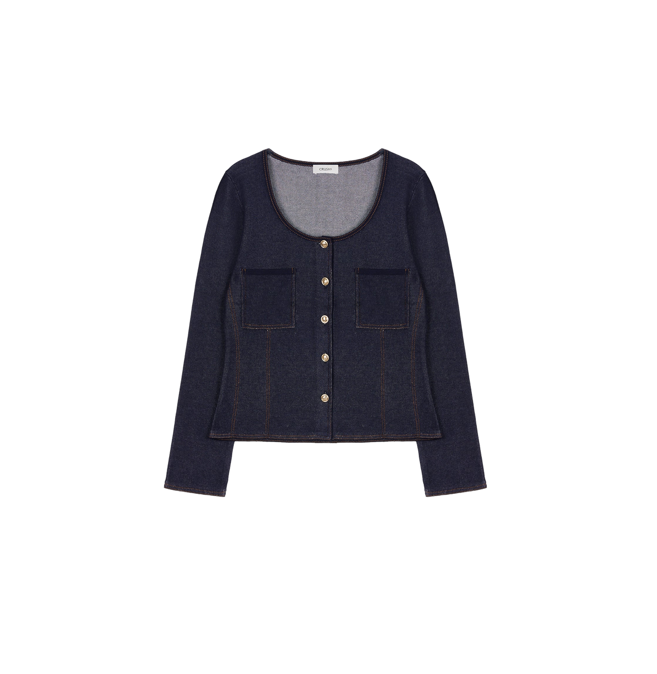 DENIM-LOOK U-NECK JACKET | Women's Clothing - CRUSH Collection - Modalova