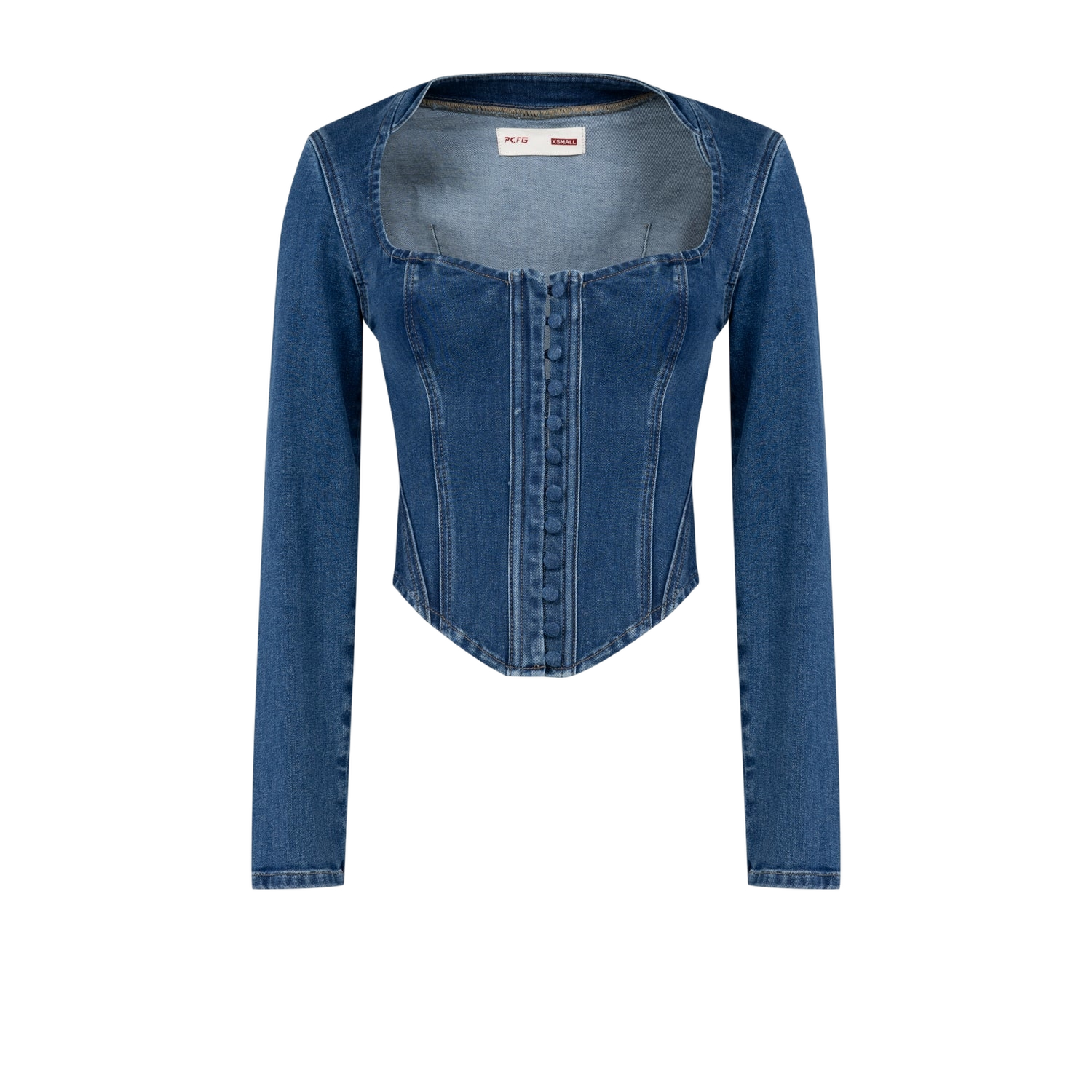 YOUR *ITCH CORSET DENIM CORSET TOP | Women's Long sleeve tops - PCFG - Modalova