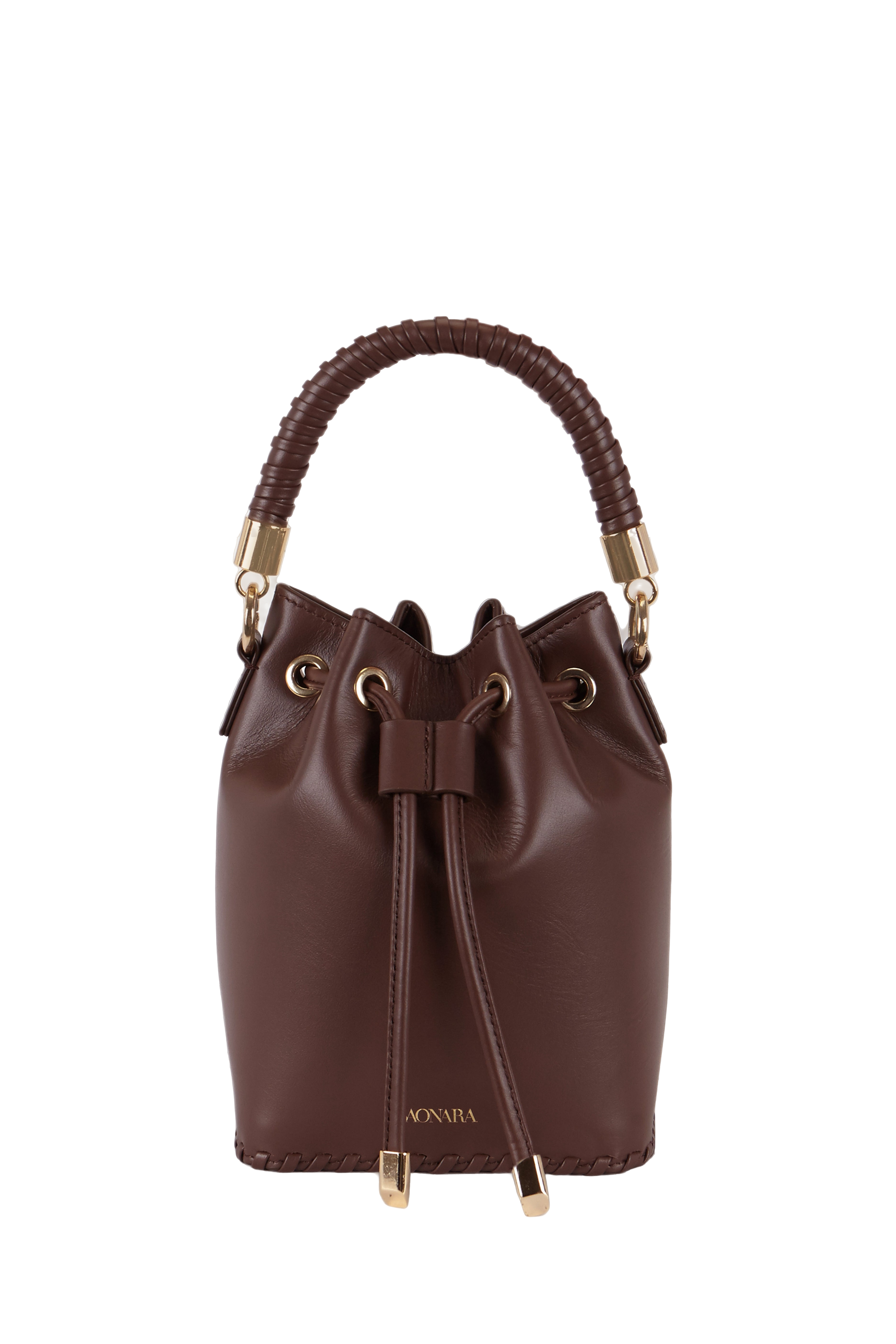 MINI CHOCOLATE LEATHER BUCKET | Women's Bucket bags - Saonara - Modalova