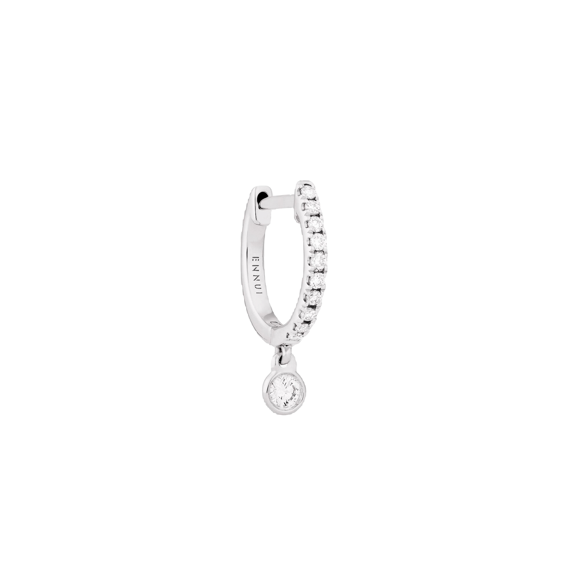 DIAMOND PENDANT HOOP - WHITE DIAMOND & PLAIN WHITE GOLD - 11mm | Women's Earrings - ENNUI - Modalova