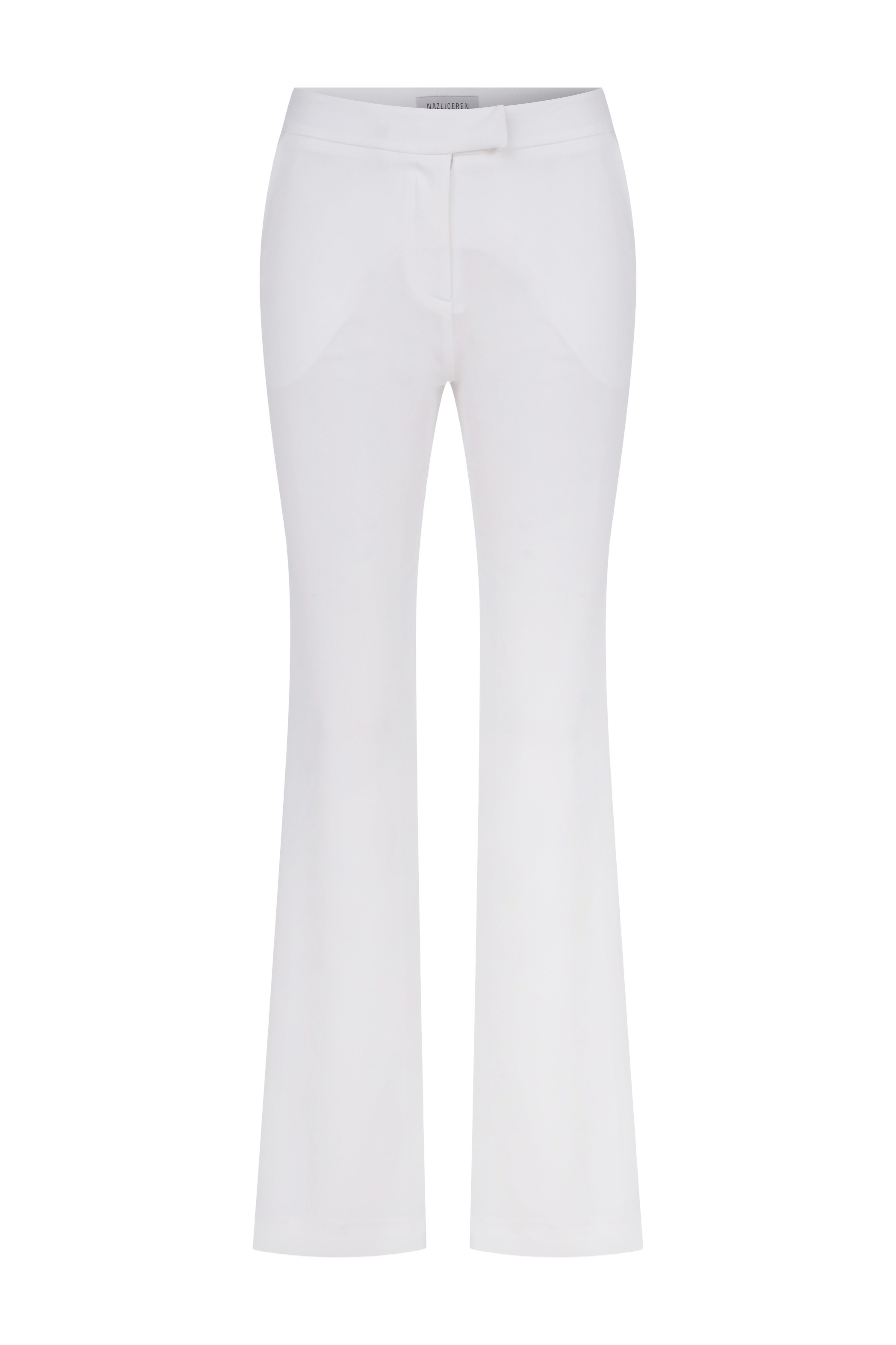 Arced Crepe Trousers In Blanche | Women's Straight leg pants - Nazli Ceren - Modalova