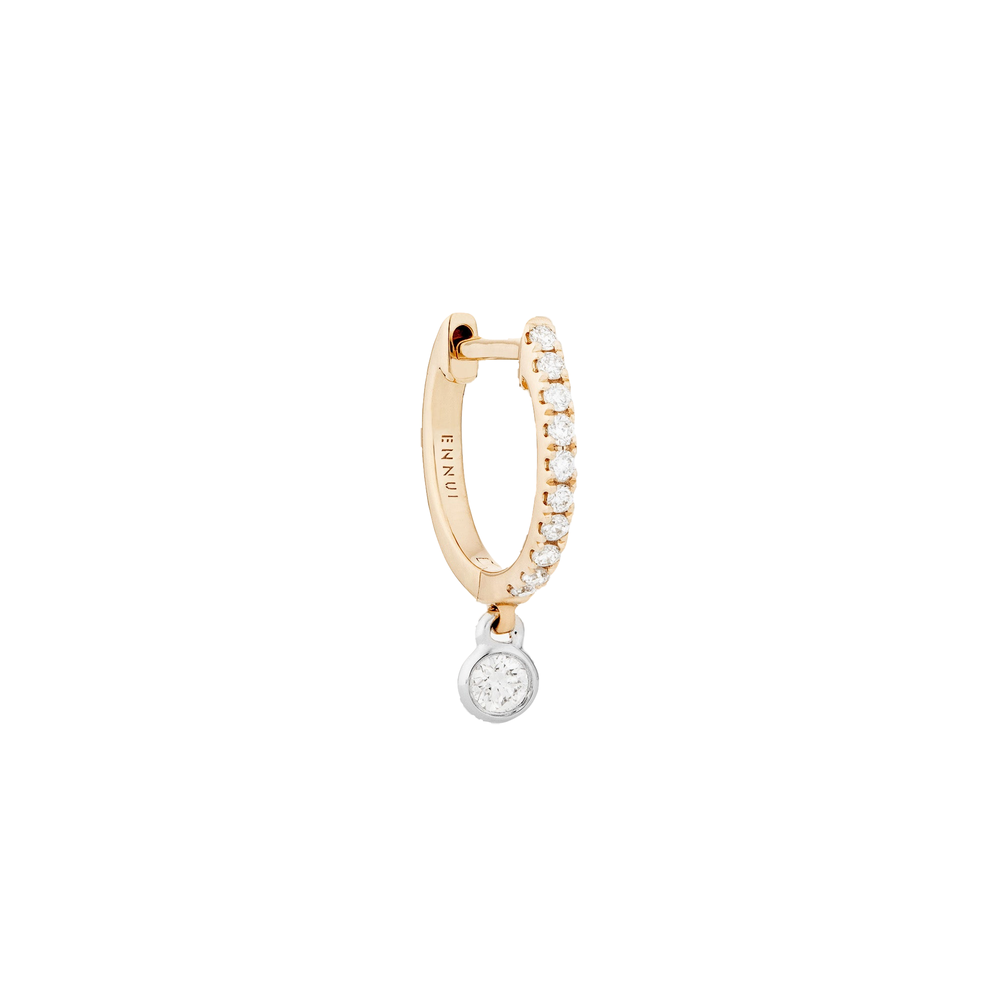 DIAMOND PENDANT HOOP - WHITE DIAMOND & PLAIN WHITE/YELLOW - 11mm | Women's Earrings - ENNUI - Modalova