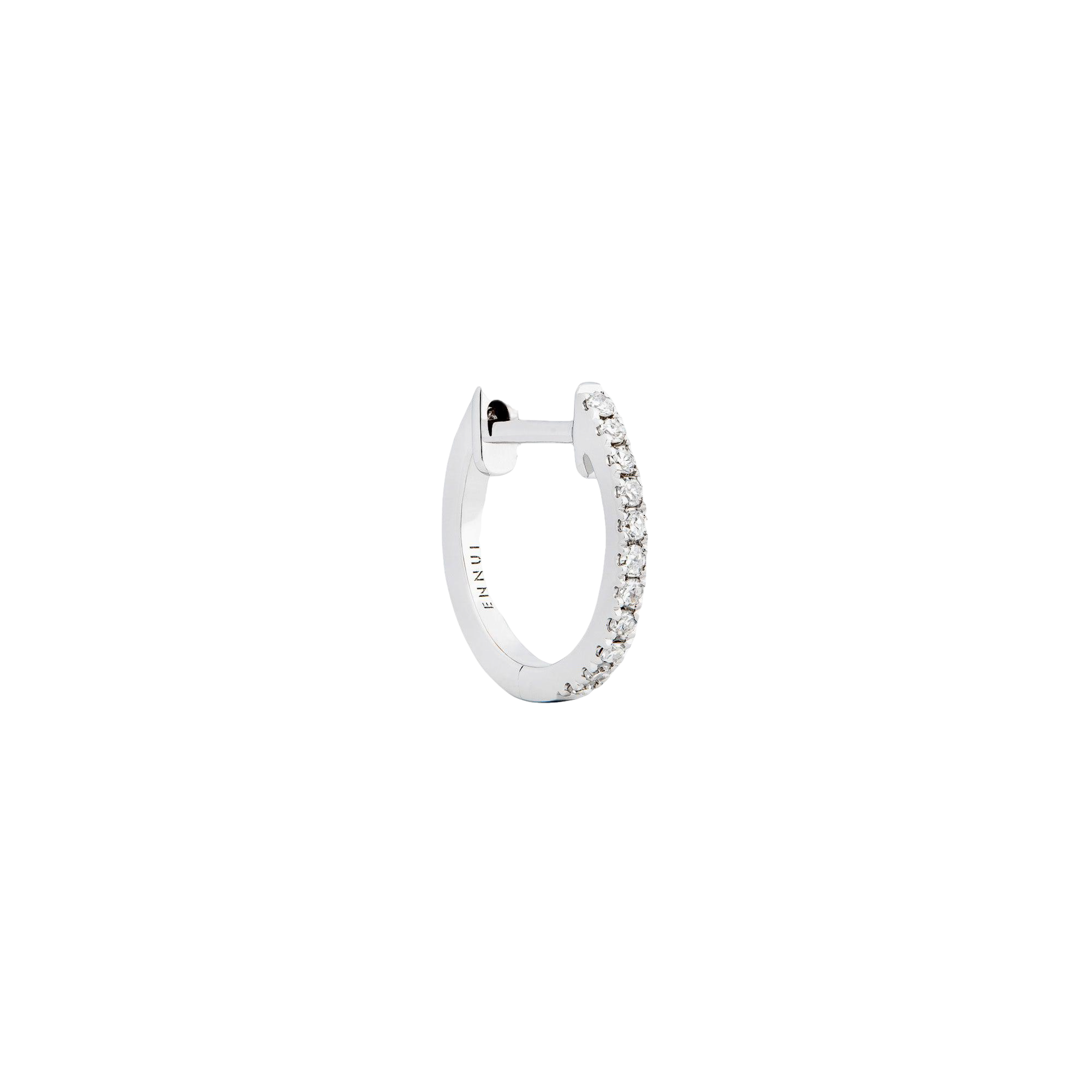 HOOP - WHITE DIAMOND & PLAIN WHITE GOLD - 12MM | Women's Earrings - ENNUI - Modalova
