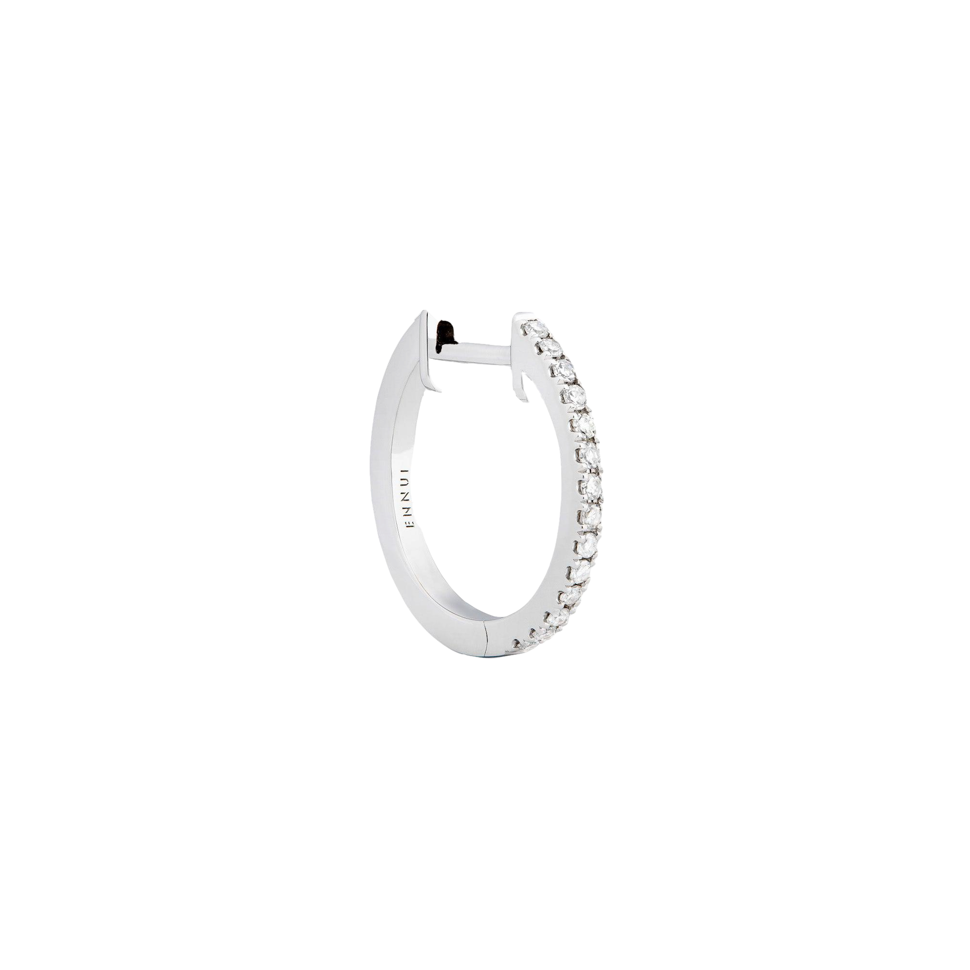 HOOP - WHITE DIAMOND & PLAIN WHITE GOLD - 14MM | Women's Earrings - ENNUI - Modalova