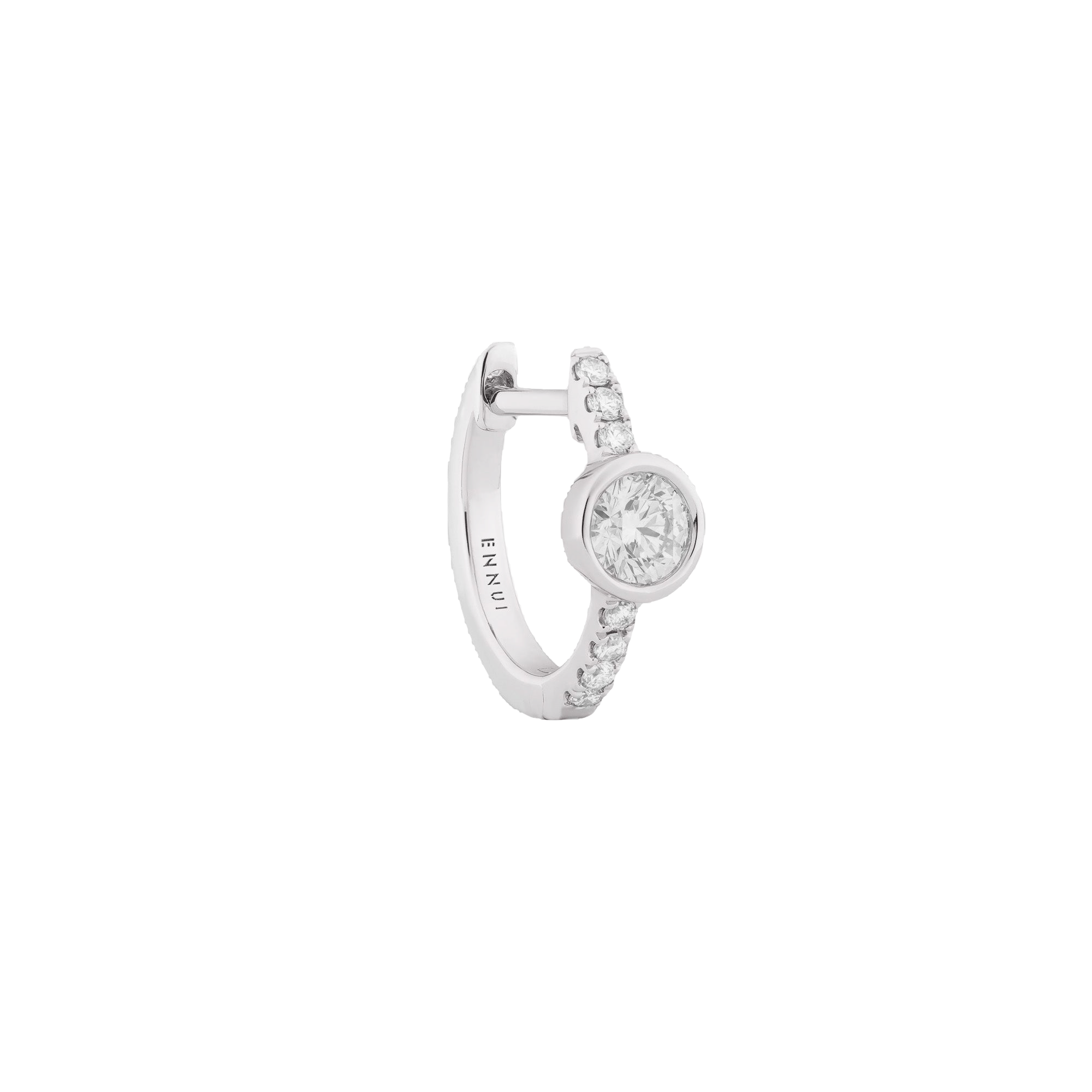 DOT DIAMOND HOOP - WHITE DIAMOND & PLAIN WHITE GOLD - 11mm | Women's Earrings - ENNUI - Modalova